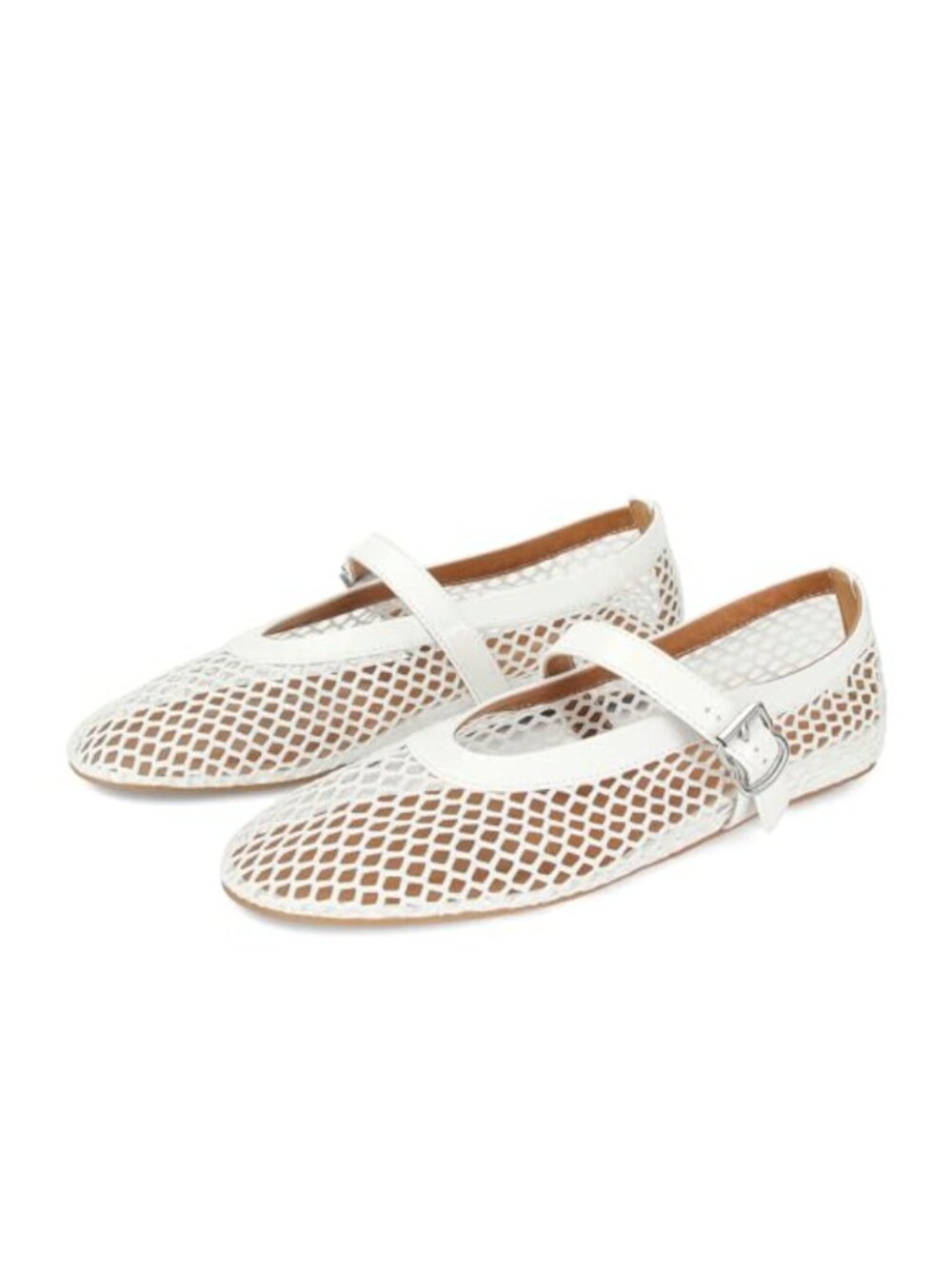 Women's Mesh Ballet Flats Buckle Strap Mary Jane Round Toe Casual Dress Shoes